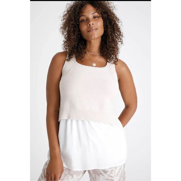 Anthropologie Tops - ANTHROPOLOGIE cream and white JENNA layered sweater tank SIZE MEDIUM